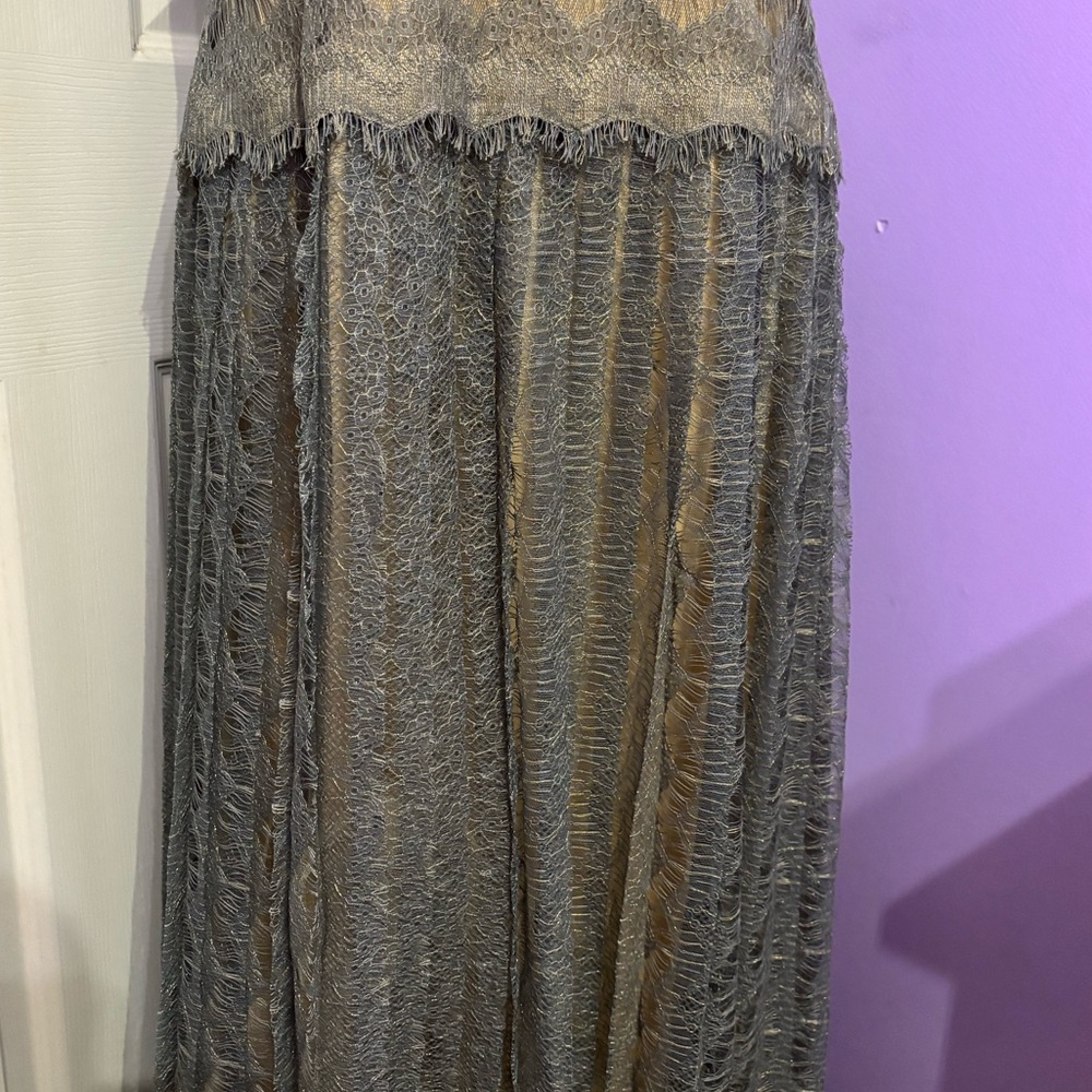 Tadashi Shoji Silver Nude Gown - Picture 3 of 10